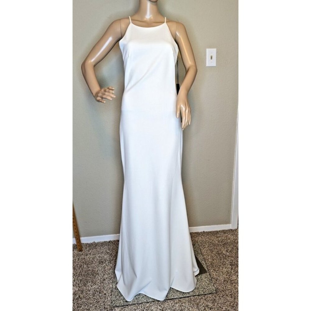 Lulus Maxi Mermaid Wedding Gown Size S Soft White Cream Dress Halter Neck NEW